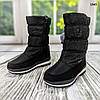 Чобітки дутики дитячі для дівчинки зимові чорного кольору зі стразами, фото 6