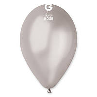 Воздушные шары серебро, шарики латексные металлик 28 см Gemar Италия 5 шт