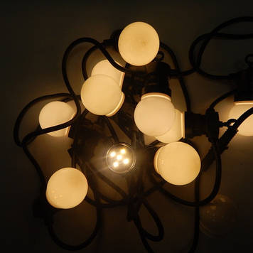 Гірлянда вулична Лампочки Теплий білий LED 50, чорний провід