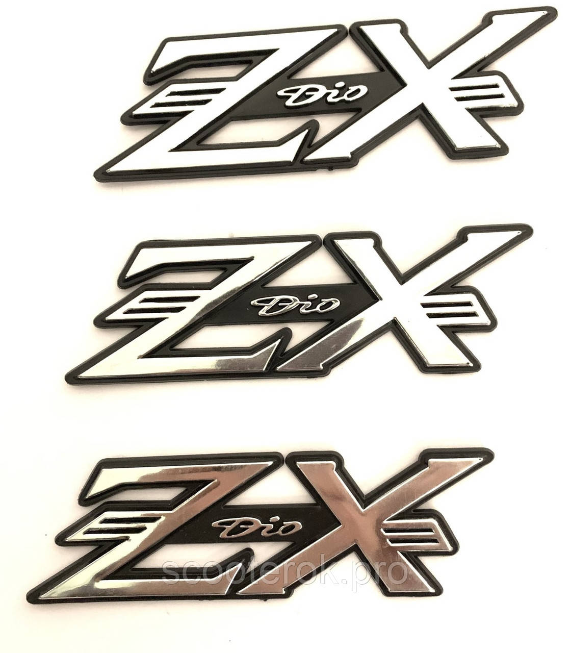 Значок Dio ZX, хром (комплект 3шт).