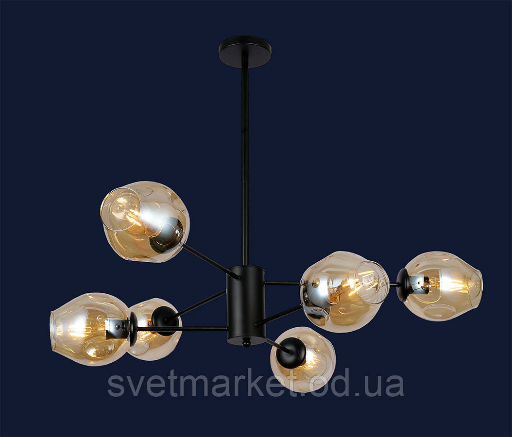 Сучасна стельова люстра з плафонами 7526035-6 BK+BR