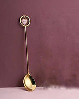Кофейная ложка декоративная с сердечком золотистая ложка для десертов