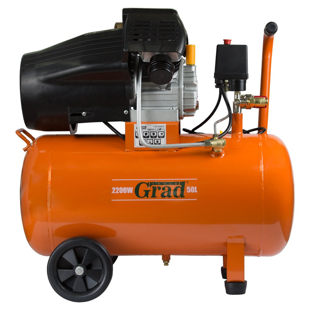 Компресор V 2.2 кВт 386л/хв 8бар 50л (2 крана) GRAD, фото 1