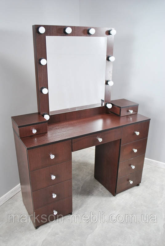 Трюмо для дому або гримерний стіл на 2 тумби з дзеркалом та підсвіткою, фото 1