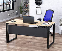 Длинный прямой компьютерный письменный стол 160 см лофт для ноутбука на металлических ножках G-160-16 с царгой