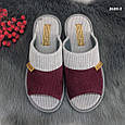 Жіночі кімнатні капці Белста з відкритим носком вельветові бордові, фото 3