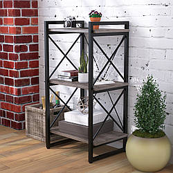 Металевий Стелаж з полицями з ДСП 55*100см "Скіф-3-550" від Loft Design (Дуб Палена)