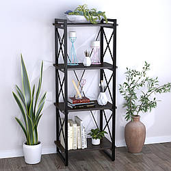 Стелаж металевий 55 см з полицями з ДСП "Скіф-4-550" від Loft Design Венге Луїзіана