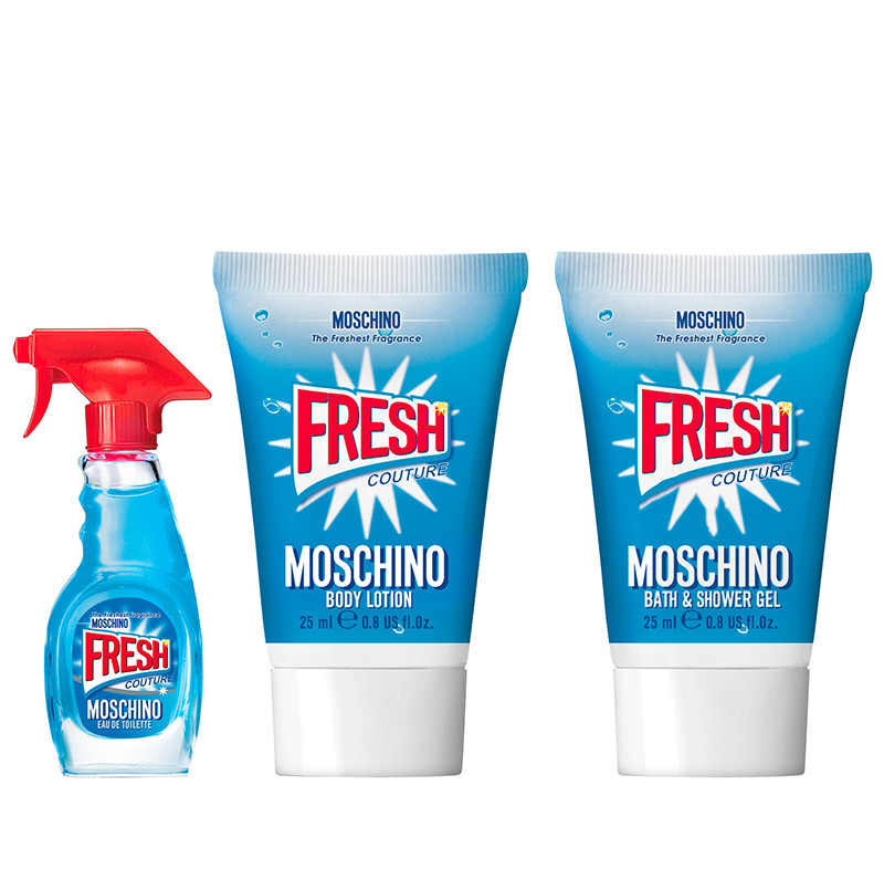 Набір Moschino Fresh Couture для жінок - mini set (edt 5 ml + b/l 25 ml + sh/g 25 ml), фото 1