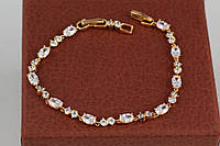 Браслет Xuping Jewelry волна с белыми камнями 19 см 4 мм золотистый