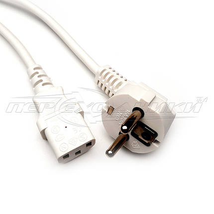 Кабель питания 220V для компьютера СЕЕ 7/4-С13 (сечение 3х0.75 мм²), медь, белый, 1.8 м, фото 1