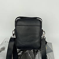 Чоловіча шкіряна сумка на та через плече на два відділення з ручкою H.T. Leather чорна, фото 7