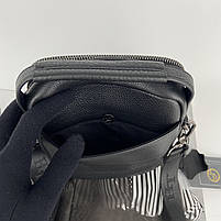 Чоловіча шкіряна сумка на та через плече на два відділення з ручкою H.T. Leather чорна, фото 8