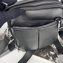 Чоловіча шкіряна сумка на та через плече на два відділення з ручкою H.T. Leather чорна, фото 9