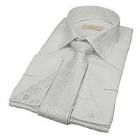 Класична біла чоловіча сорочка з краваткою Betibo G-white01