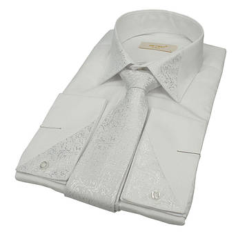 Класична біла чоловіча сорочка з краваткою Betibo G-white01