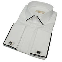 Бавовняна чоловіча сорочка з оздобленням під запонку Betibo ZP white-black