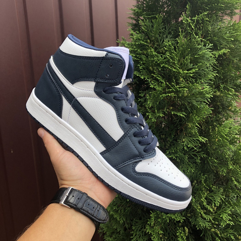 Кросівки чоловічі Jordan шкіряні стильні Nike Air Jordan сині білі