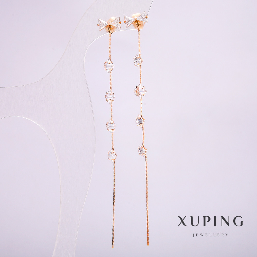 Сережки Xuping Позолота 18к з білими каменями d-5мм L-109мм + -
