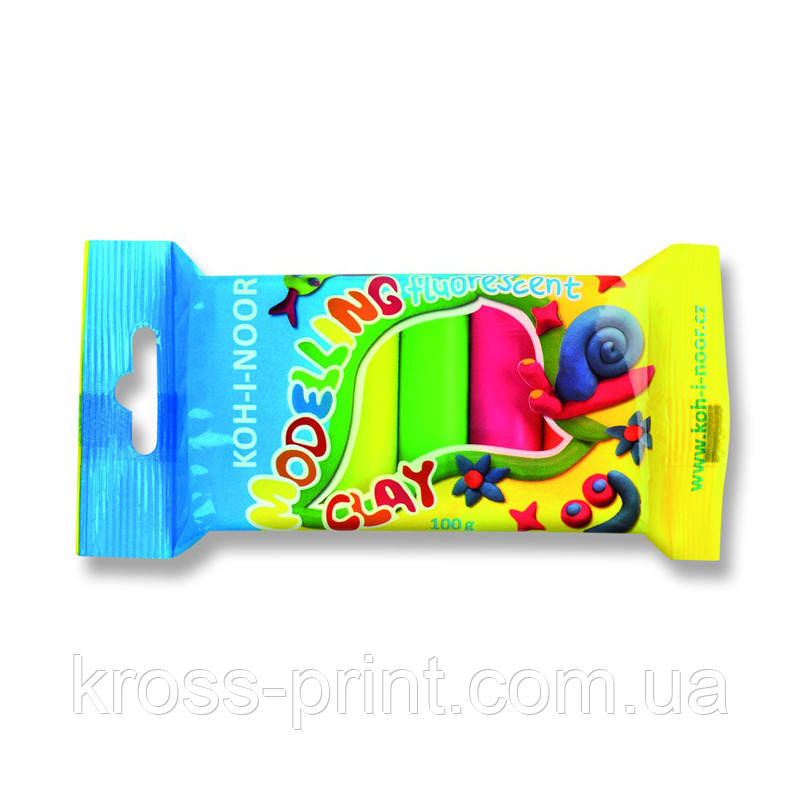 Пластилін Fluorescent, 5 кольорів, 100 г.