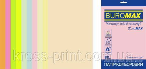 Набір кольорового паперу PASTEL+NEON, EUROMAX, 10 кв., 50 л., А4, 80 г/м2