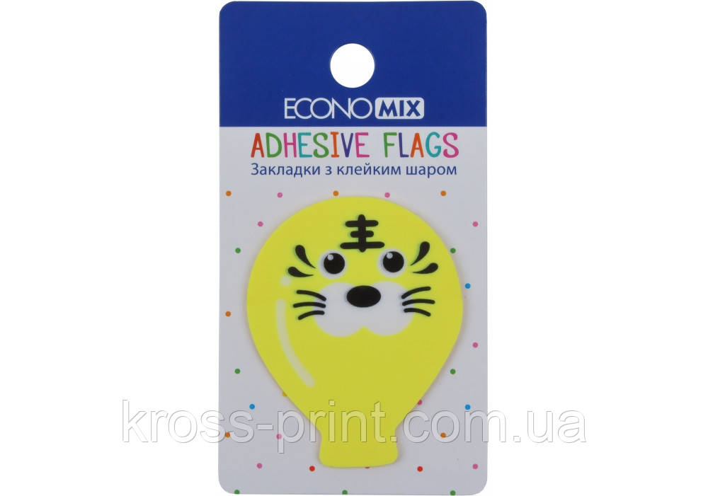 Закладки з клейким шаром 40х50 мм Economix Fun balloons, 20 шт., пластикові, фото 1