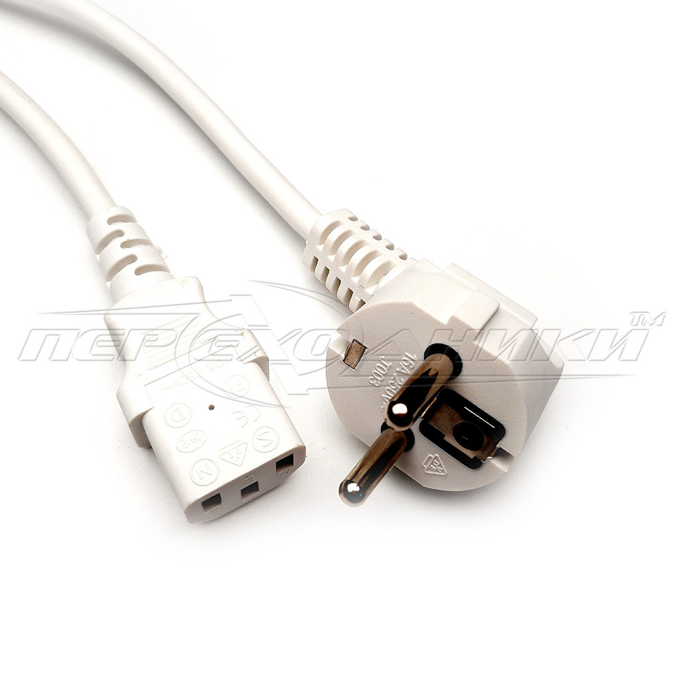 Кабель живлення 220V для комп'ютера CЕЕ 7/4-С13 (сичення 3х0.75 мм2), мідь, білий, 1.8 м