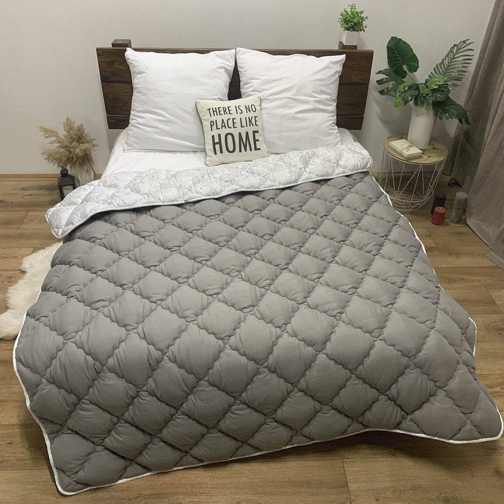 Ковдра мікрофібра холофайбер 500грм/м2 сіра розмір Євро, фото 1