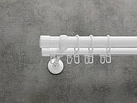 Карниз Quadrum Заглушка 160 см двойной Белый универсальный 25/19 мм гладкая/импрессионная (кольца с крючками)