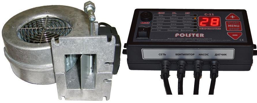 Комплект автоматики Polster C-11 +вентилятор WPA-117 для твердопаливних котлів, фото 1