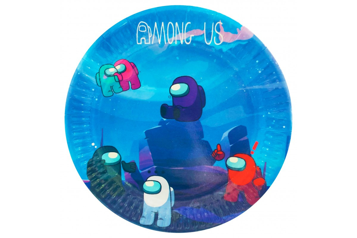 Тарілки "Амонг Ас" (Космос) 18 см Сині паперові тарілочки