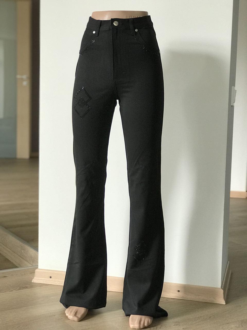 Купить Женские Черные брюки джинсы клеш от колена высокая талия, цена ...