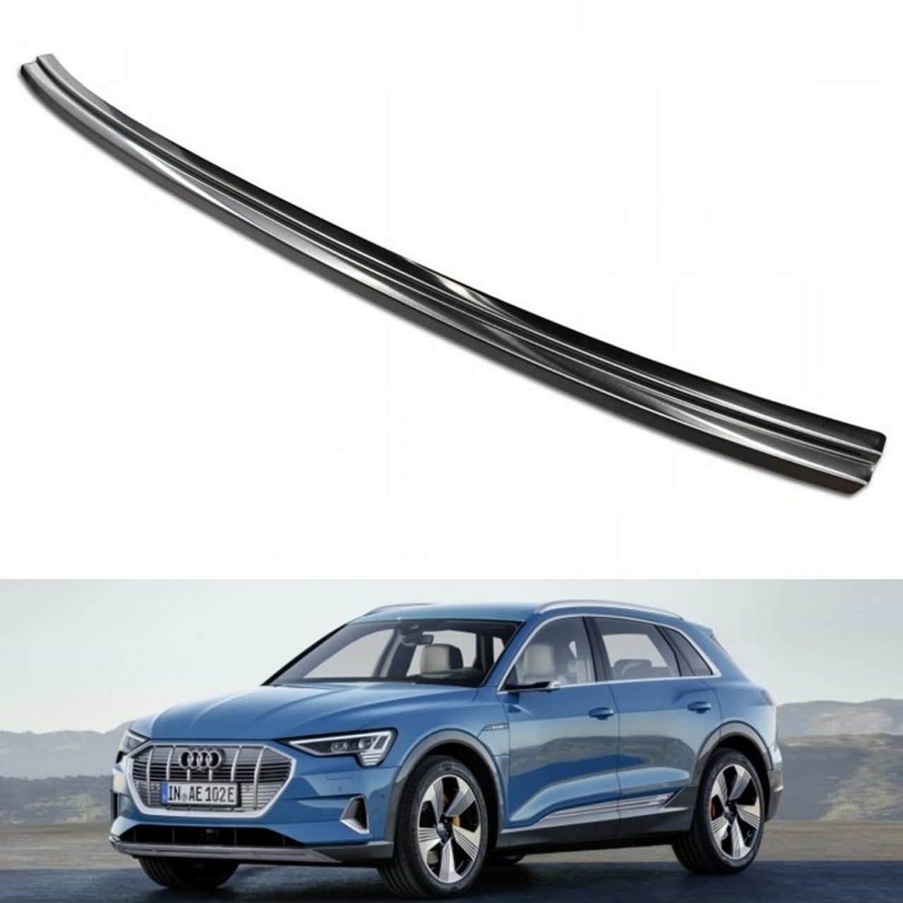 Захисна накладка на задній бампер для Audi e-Tron 2018+ / e-Tron Sportback 2019+ /чорна нерж.сталь/