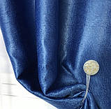 Комплект подвійних штор блекаут софт на тасьмі 150х270 (2 шт.) у вітальню. Колір Синій, фото 7