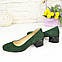 Туфлі жіночі замшеві на невисокому підборі. Колір зелений. 35 розмір, фото 3