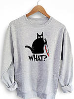 Женский свитшот с котиком CAT SAYS "WHAT?"