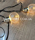 Гірлянда лампочки 12 LED, 5 м + перехідник, Теплий білий колір, 40 мм лампочка, фото 5