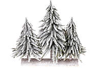 Заснеженные елки на деревянной подставке для новогодних декораций, 35*15*35 см