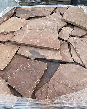 Піщаник червоний Луганський «обпалений» / дикий камінь для облицювання та мощення доріжок
