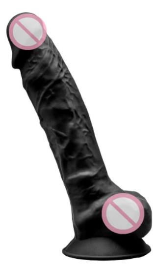Фалоїмітатор реалістичний із мошоком — SilexD Tomas Black (MODEL 1 size 9in), діаметр 4,9 см