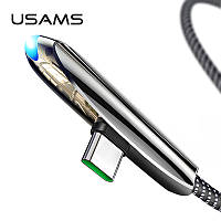 Кабель угловой для зарядки телефона USB Type-C Android USAMS US-SJ363 U34 120см |5A| Черный