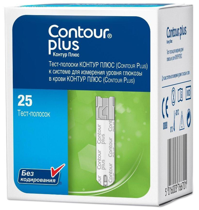 Тест-смужка CONTOUR® PLUS  25 шт/уп до глюкометра Контур плюс