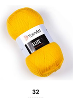 Нитки пряжа для в'язання акрилова ELITE YarnArt Еліт Ярнарт № 32 - жовток