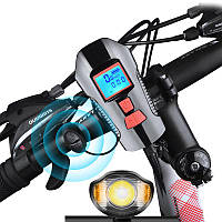 Велосипедный фонарь велофара передняя аккумуляторная USB с сигналом и спидометром Xanes SFL15 Черный