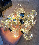 Гірлянда лампочки РОСА 100 LED, Теплий білий колір, 10 шт., 3 метри, 50 мм лампочки, фото 2