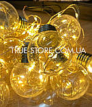 Гірлянда лампочки РОСА 100 LED, Теплий білий колір, 10 шт., 3 метри, 50 мм лампочки, фото 6