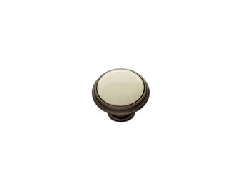 Ручка кнопка сучасна класика з керамікою GU-P7706 бронза темна d= 35 мм