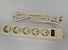 Подовжувач електричний/мережевий фільтр 5 гнізд, 1,5м 10А із заземленням, з кнопкою LMK058, фото 2