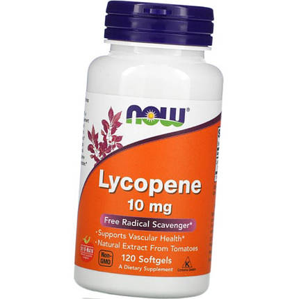 Лікопін NOW Lycopene 10 mg 120 softgels, фото 1