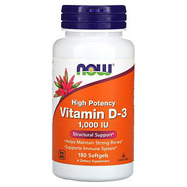 Vitamin D-3 1,000 IU Now Foods 180 капсул